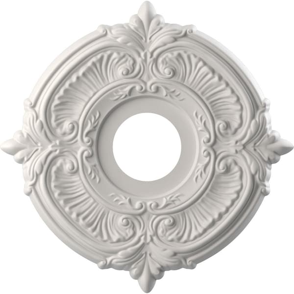 Ekena Millwork Attica PVC Medallion (Canopies up to 5"), 13"OD x 3 1/2"ID x 3/4"P, UltraCover Satin Blossom White CMP13ATGBW - main
